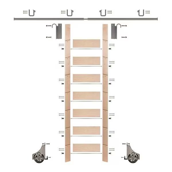 Ladder 107 in. Un-Finished Maple Satin Nickel Hook with 8 ft. Rail Kit, Meadow Lane, Mfr#: EG.300-107MA-08.02